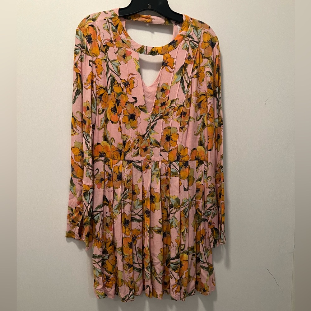 Free People Tegan Poppy Long Sleeve Mini Dress